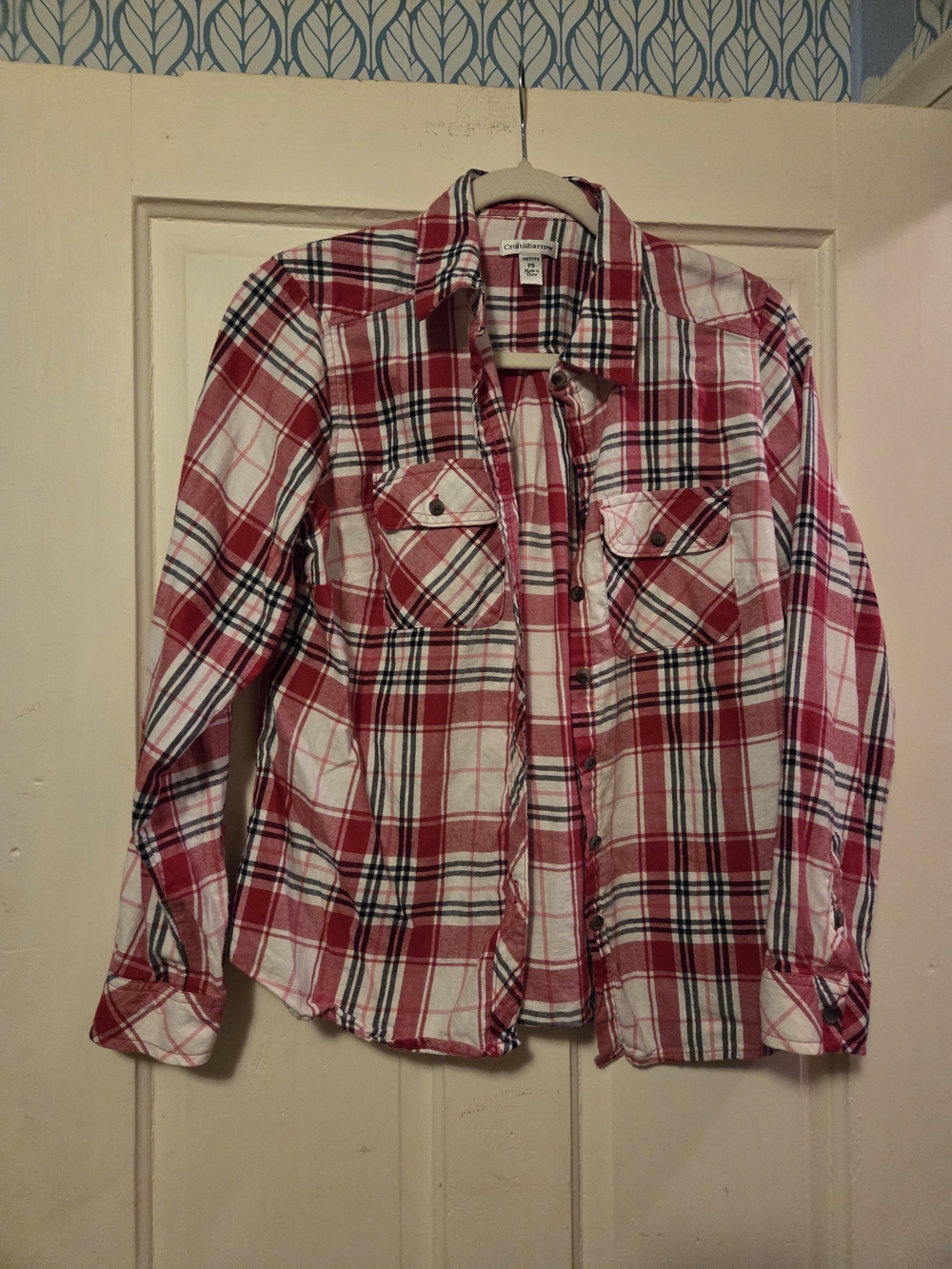 croft & barrow Red, White & Black Plaid Petite Button-Up Shirt